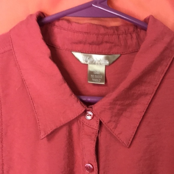 WHITE Stag Women’s Peasant Tunic Blouse Size 2X Coral Color Button Front - Picture 2 of 10
